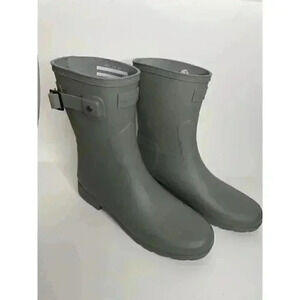 Hunter Original Refined Short Rain Boot Waterproof EU 39 US 8 Green Gray NEW